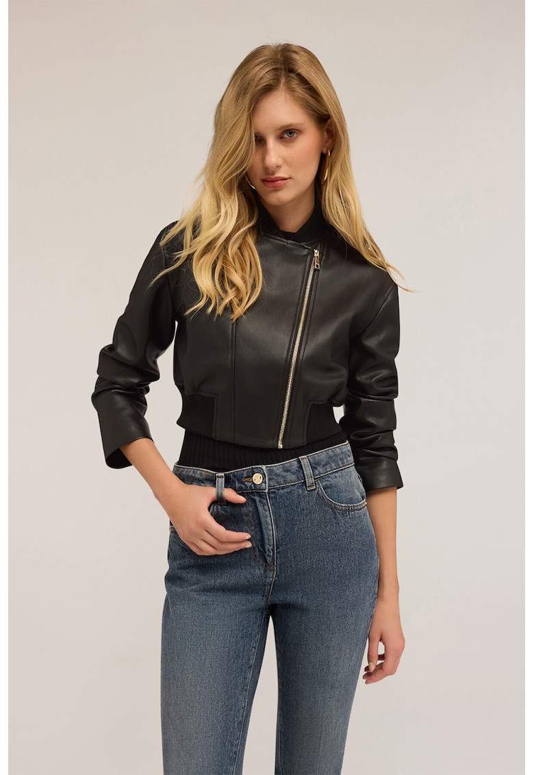 Jacheta crop din piele ecologica