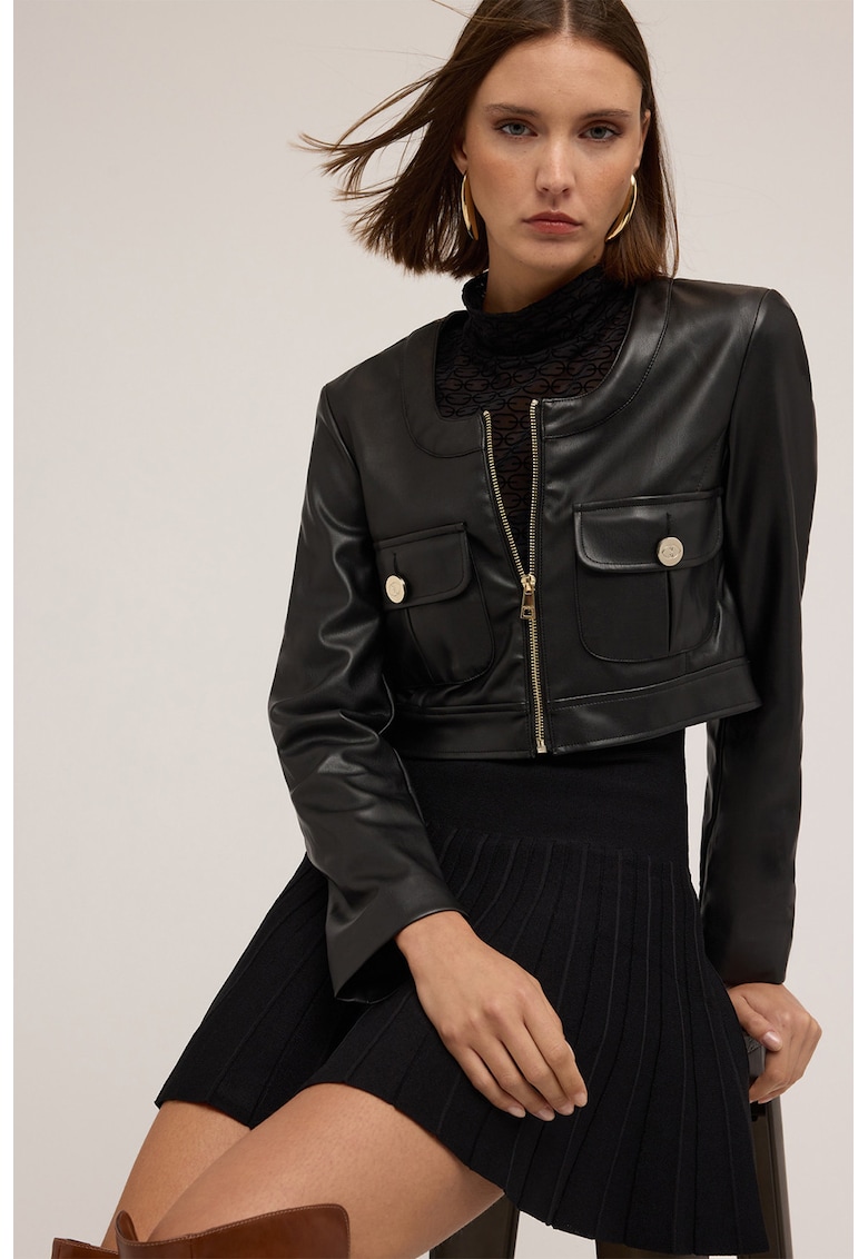 Jacheta crop din piele ecologica