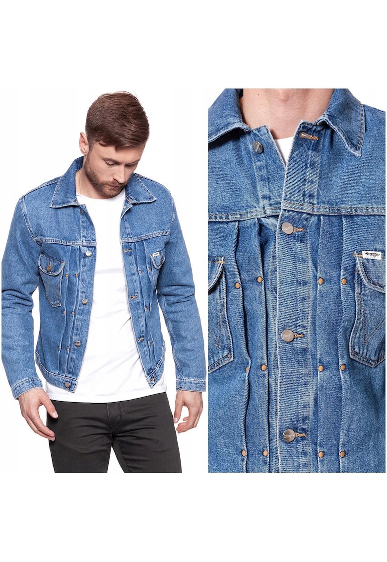 Geaca Barbati - Model RETRO JACKET - Croiala Slim Fit - Cu Nasturi - Stil Retro - Din Bumbac - Buna Pentru Fiecare Zi Si Serviciu - Marimea S - Albastru