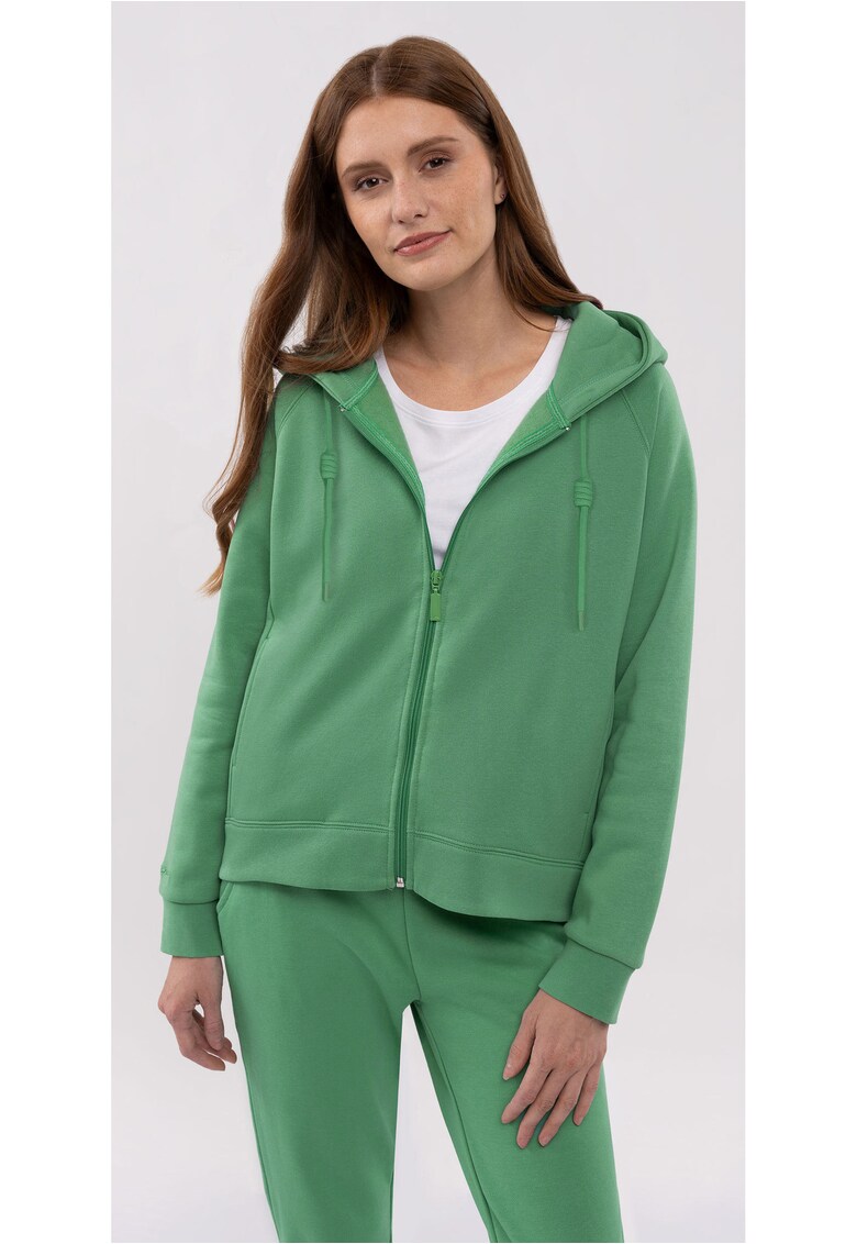 Hanorac supradimensionat cu fermoar B-Tiffi pentru femei - verde