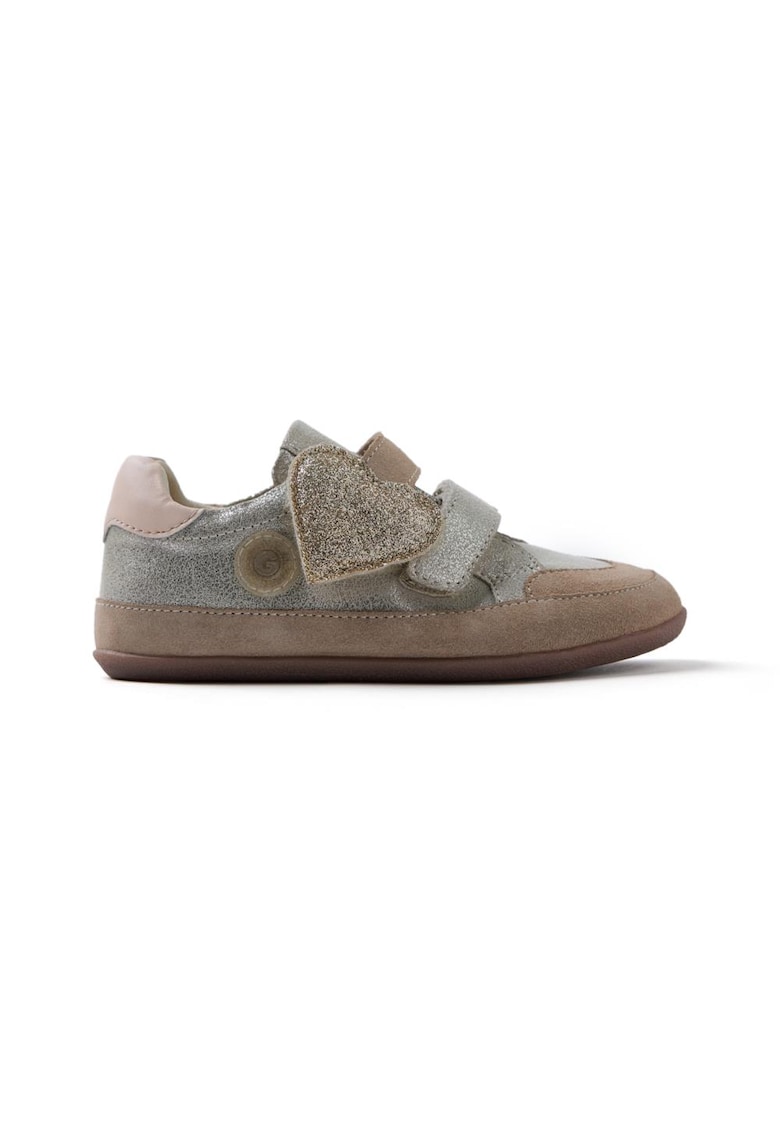 Pantofi sport de piele intoarsa cu velcro8 - Auriu