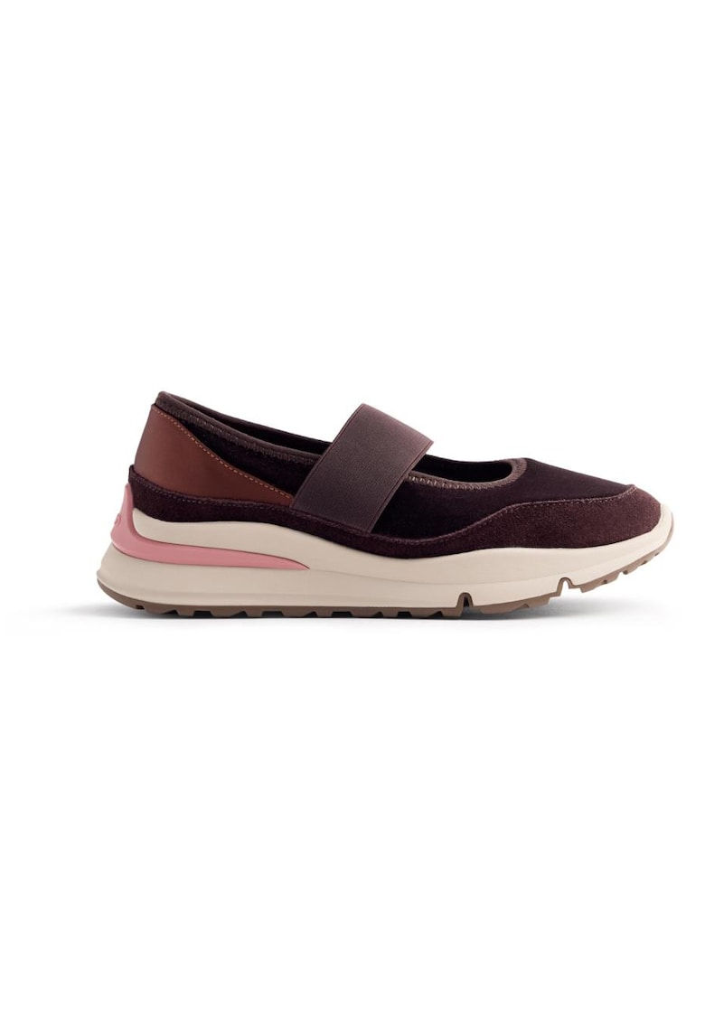 Pantofi sport cu garnituri de piele intoarsa si material sintetic - Violet pruna