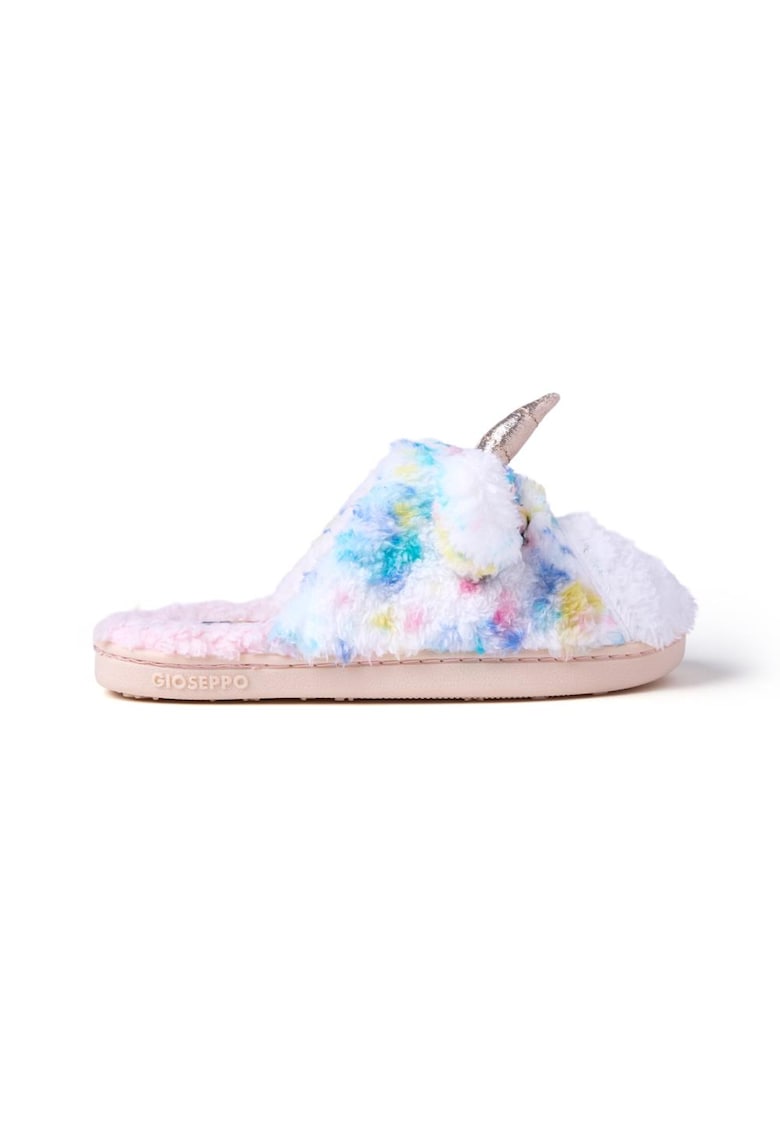 Papuci pufosi cu model unicorn