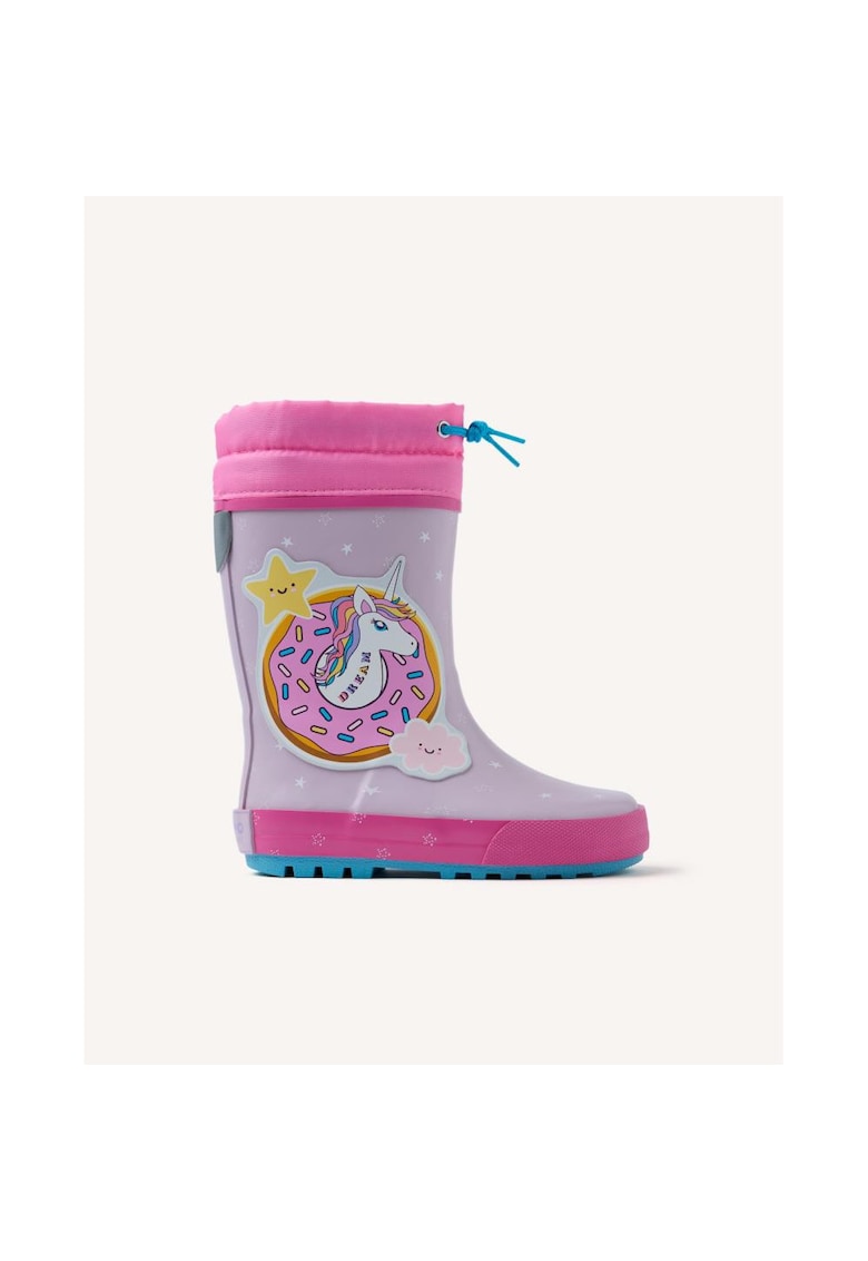 Ghete de ploaie cu snur si imprimeu unicorn