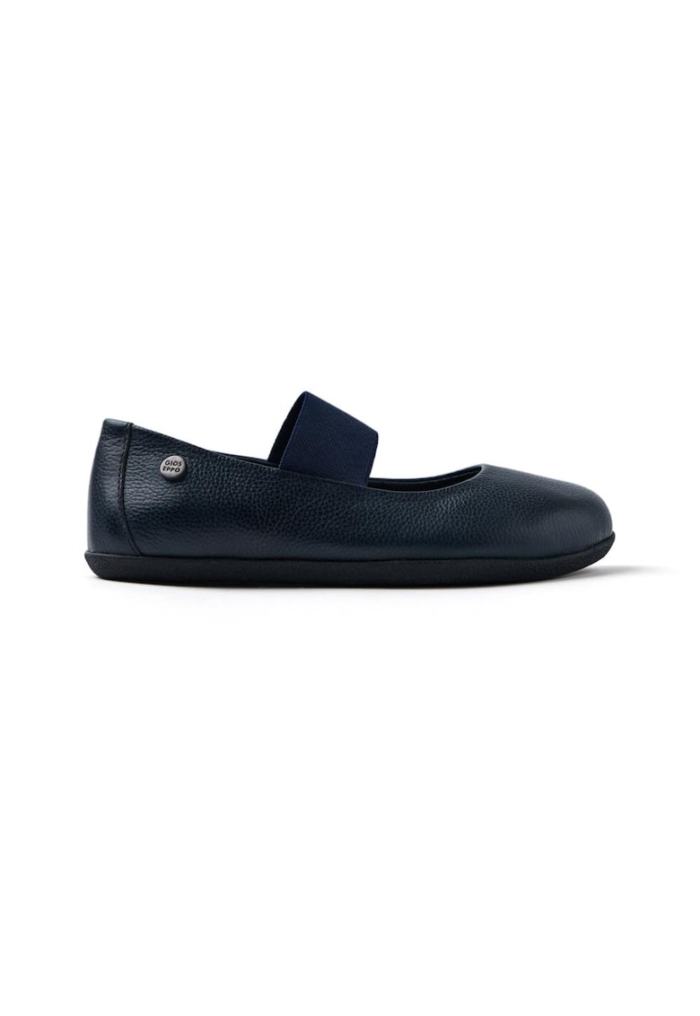 Balerini de piele cu bareta elastica - Bleumarin