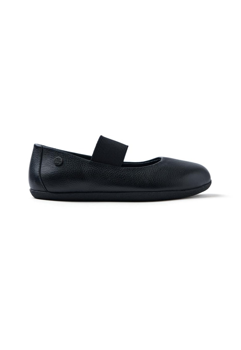 Balerini de piele cu bareta elastica - Negru