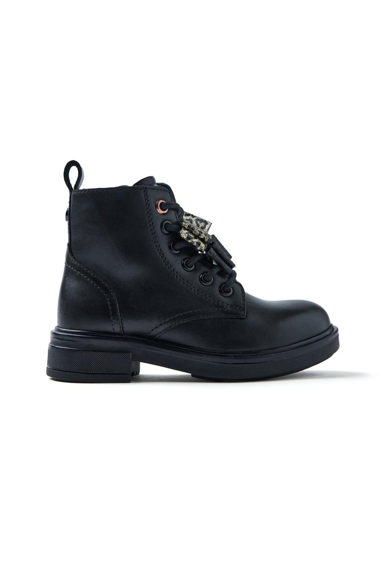 Ghete de piele cu funda - Negru