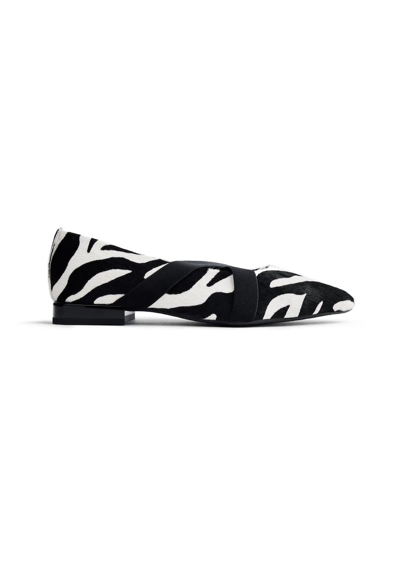 Balerini de piele cu animal print - Negru