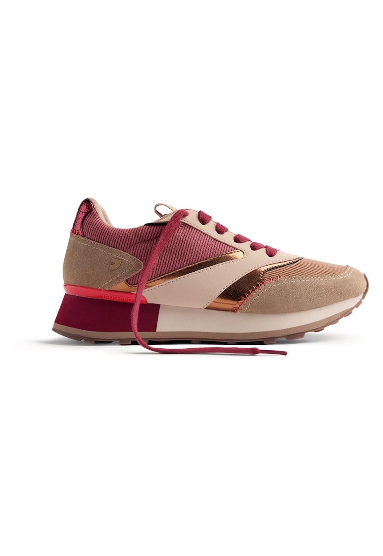 Gioseppo Pantofi sport wedge cu garnituri de piele intoarsa - Maro taupe