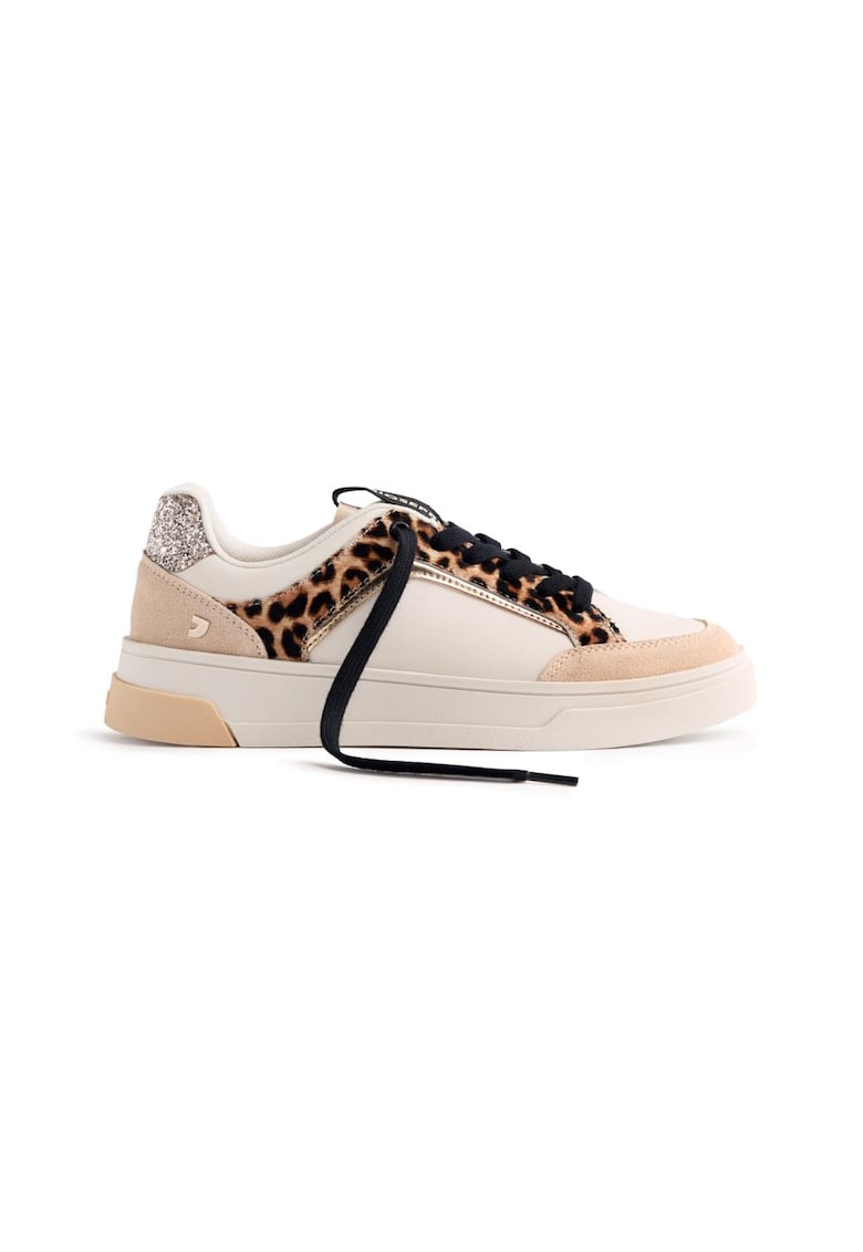 Pantofi sport de piele cu garnituri cu animal print