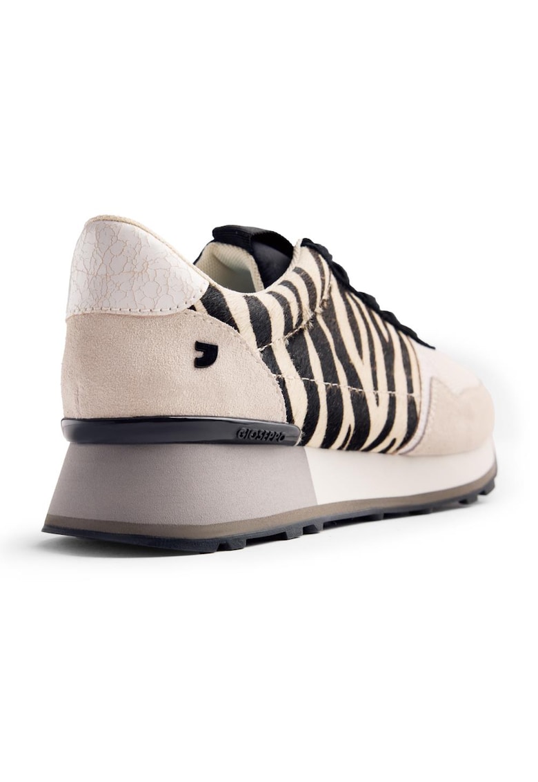 Pantofi sport wedge de piele intoarsa cu animal print