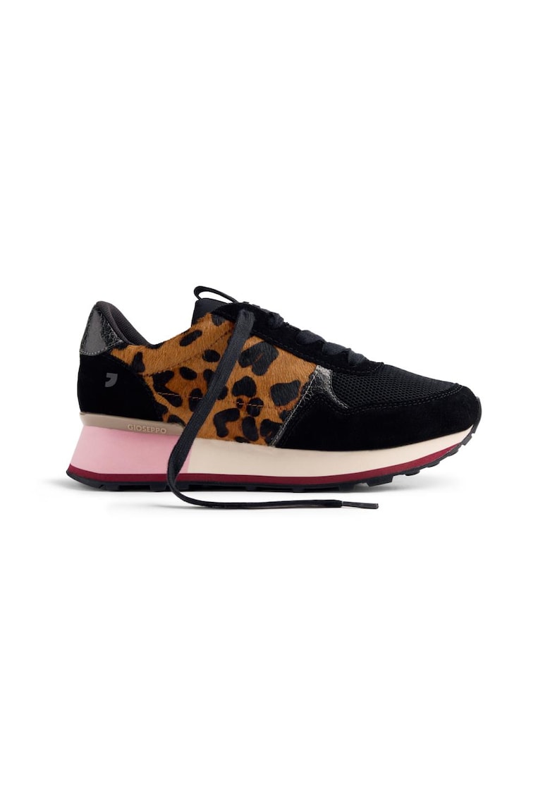 Pantofi sport wedge de piele intoarsa cu animal print