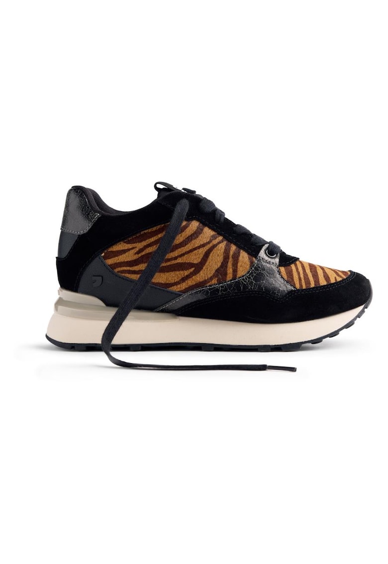 Gioseppo Pantofi sport wedge cu animal print si insertii de piele intoarsa - Maro
