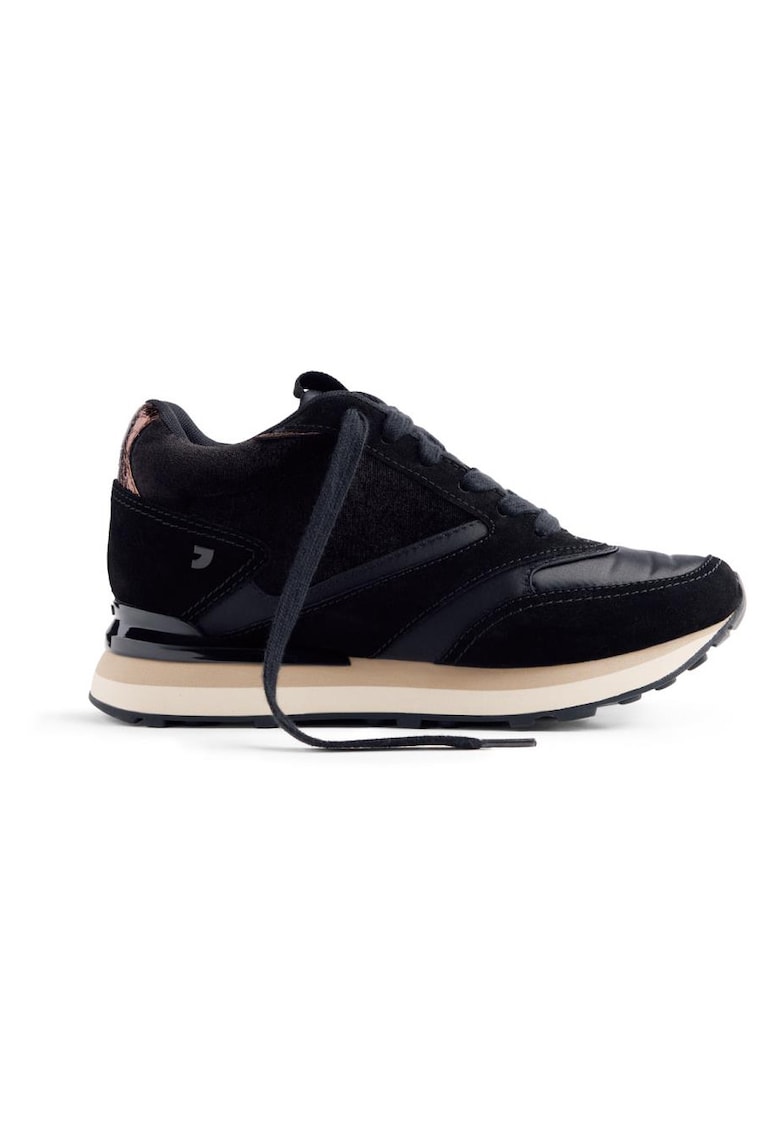 Pantofi sport wedge de piele intoarsa - Negru