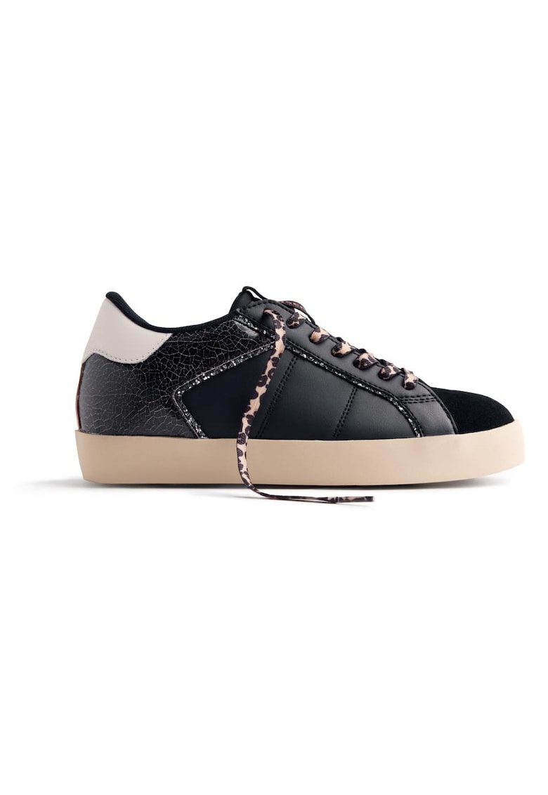 Pantofi sport de piele ecologica cu garnituri de piele intoarsa Edina - Negru