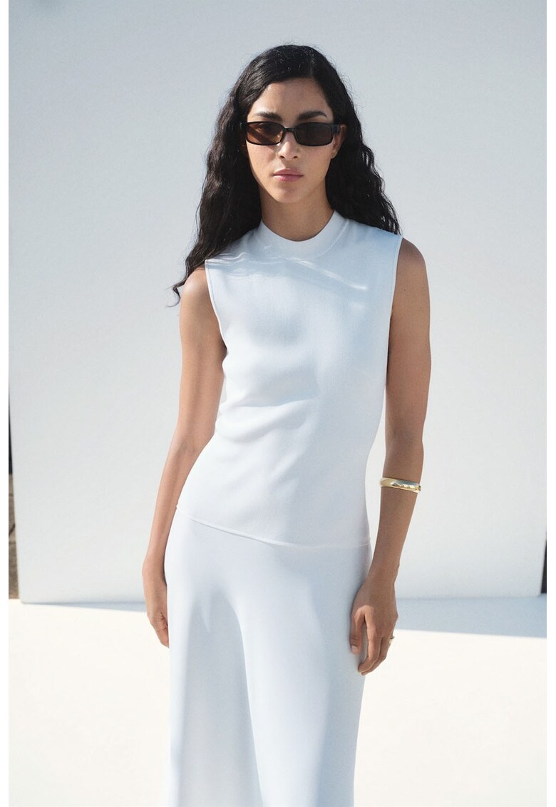 Rochie maxi fara maneci - Alb