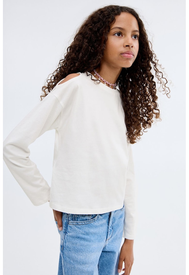 Bluza din bumbac cu decupaje pe umeri