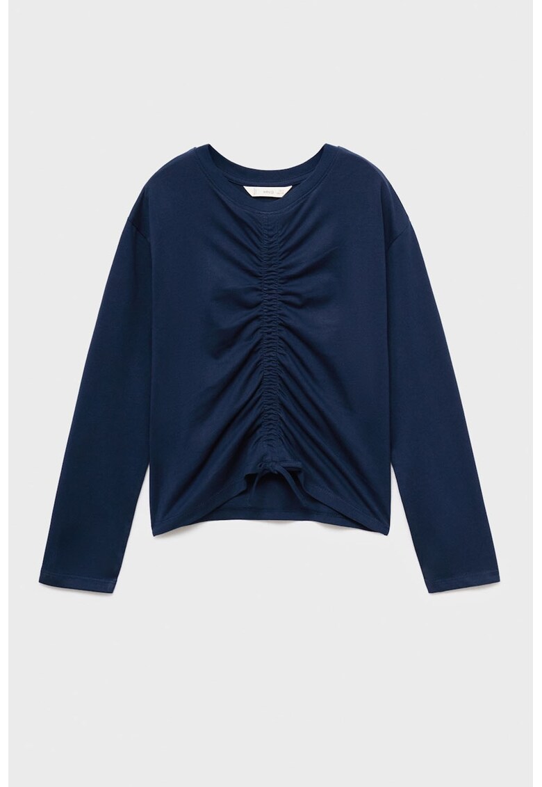 Bluza de bumbac cu design drapat - Bleumarin