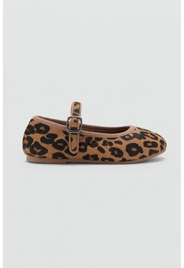 Balerini Mary Jane cu animal print - Negru/Portocaliu persan