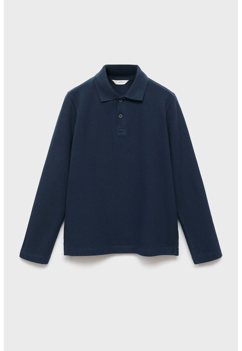 Bluza polo de bumbac cu fenta cu nasturi