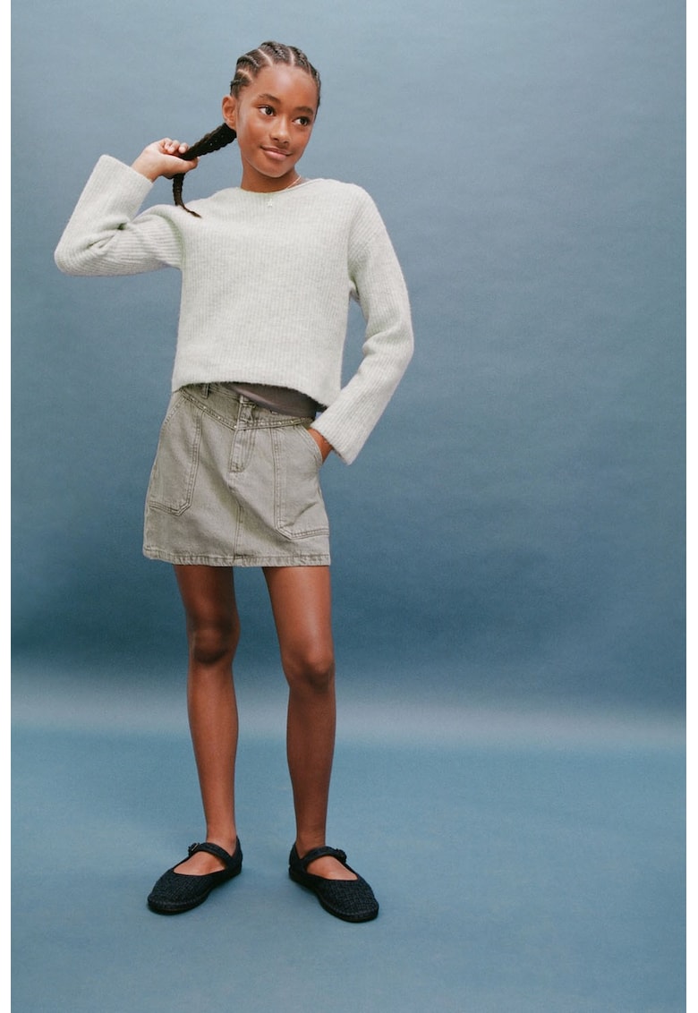 Fusta de denim cu croiala A