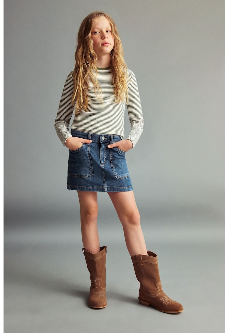 Fusta mini cu design 5 buzunare - Albastru inchis