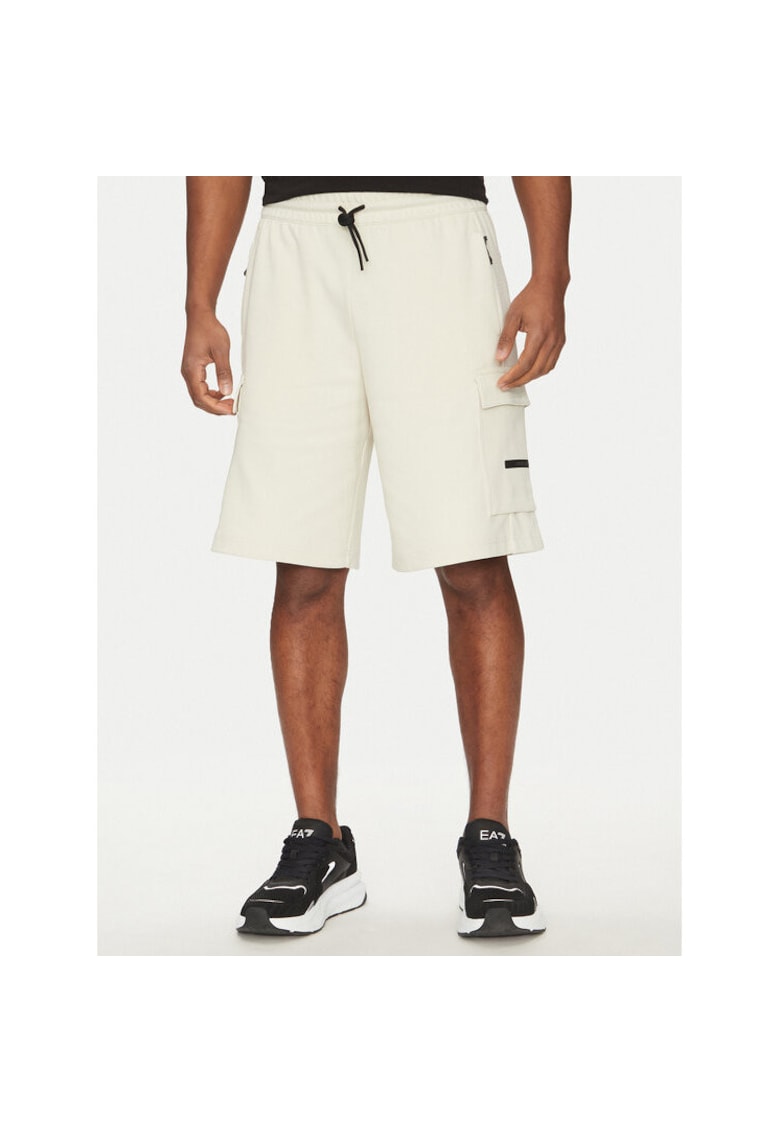 Pantaloni scurti sport barbati Emporio Armani - 7M000326 AF12660 - Bumbac/Elastan - Ecru - Ecru