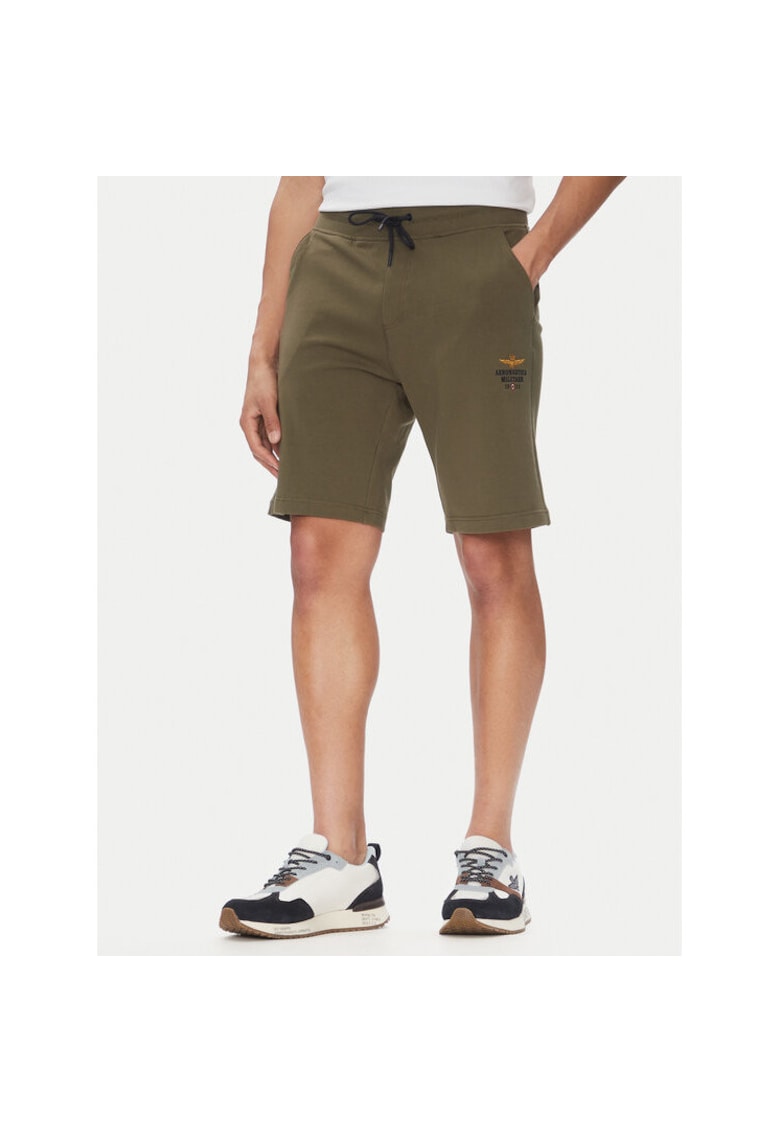 Pantaloni scurti sport barbati 251BF017F459 - Bumbac/Elastan - Kaki - Kaki