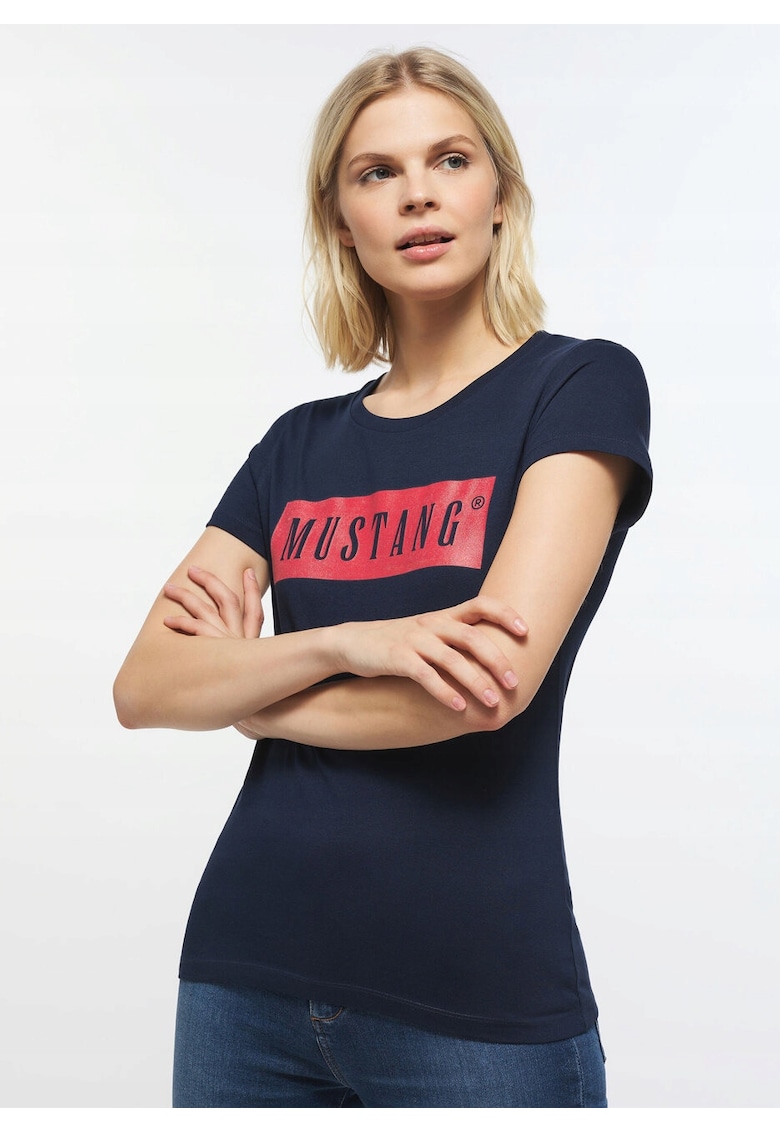 Tricou Dama - Model Alina C Logo Tee - Croiala Clasica Regular Fit - 100% Bumbac - Moale Si Comod - Cu Imprimeu Logo - Bun Pentru Fiecare Zi Si Tinute Casual - Marimea XS - Albastru