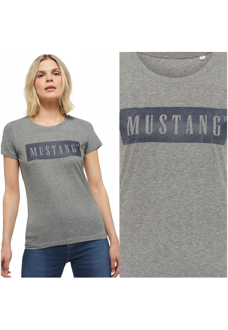 Tricou Dama - Model Alina C Logo Tee - Croiala Clasica Regular Fit - 100% Bumbac - Moale Si Comod - Cu Imprimeu Logo - Bun Pentru Fiecare Zi Si Tinute Casual - Marimea S - Gri