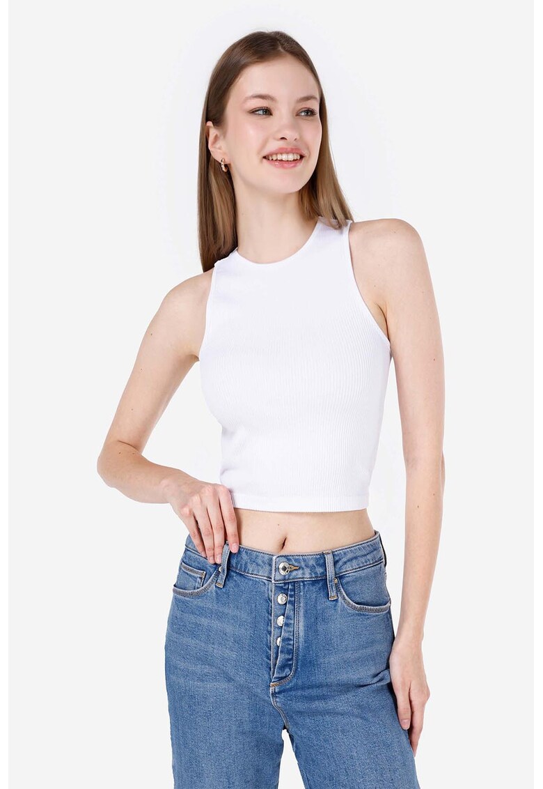 Top crop slim fit - Alb