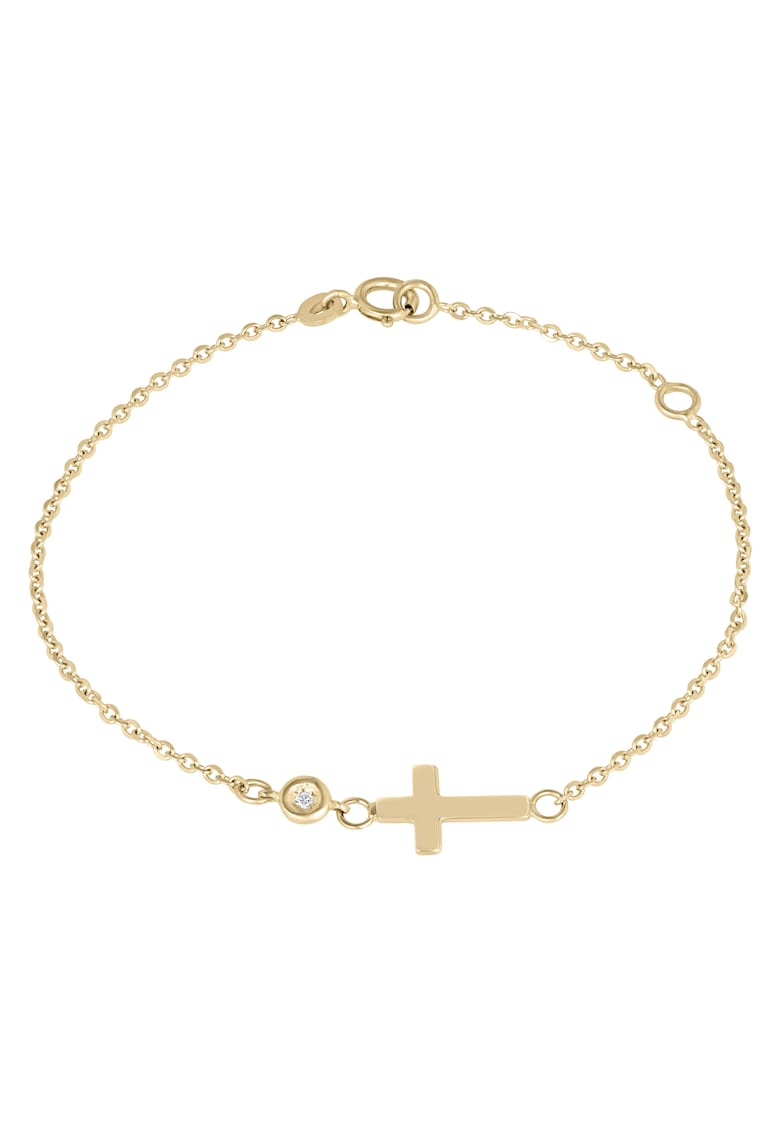 Bratara pentru Copii din Aur de 18K cu Diamant Natural si Cruciulita