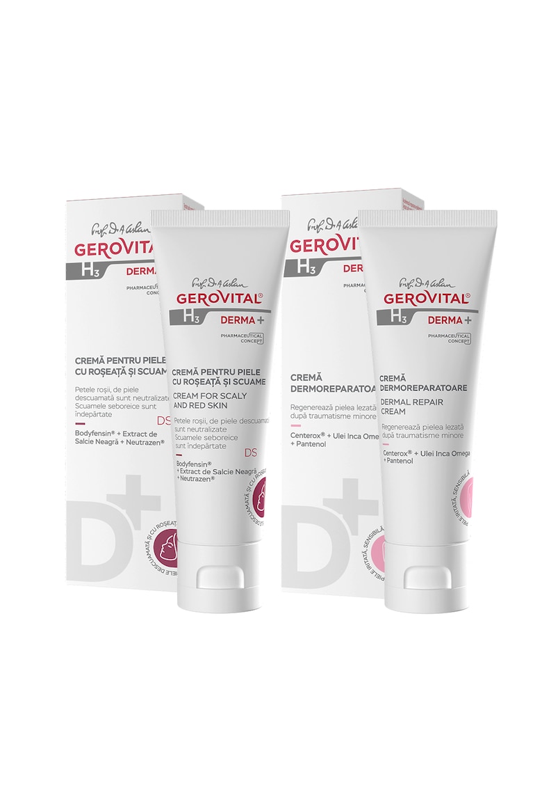 Pachet cadou  H3 Derma+: Crema pentru Piele cu Roseata si Scuame - 50 ml + Crema Dermoreparatoare - 50 ml