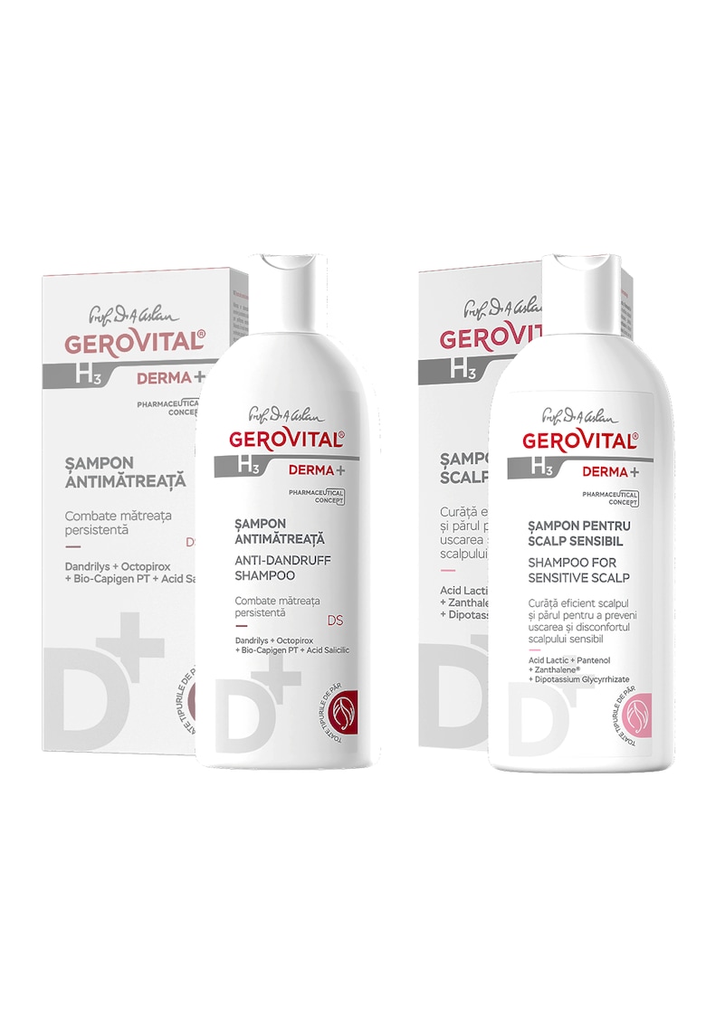 Pachet cadou  H3 Derma+: sampon Antimatreata 200ml + sampon pentru Scalp Sensibil 200ml