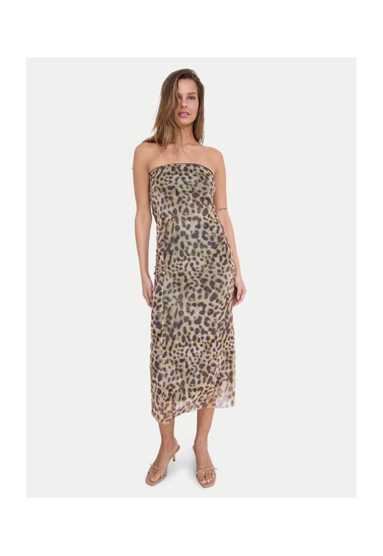 Rochie de vara cu animal print 27033993 - Poliester reciclat - Maro