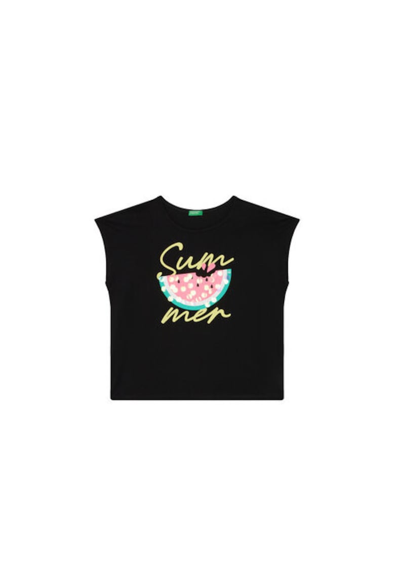 Tricou pentru fete 3I1XC10P0 - Bumbac organic - Negru - Negru