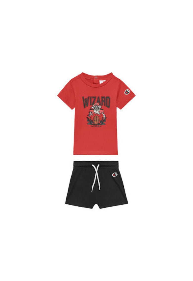 Set tricou si pantaloni scurti baieti 307013 - Bumbac - 98 CM - Rosu/Bleumarin