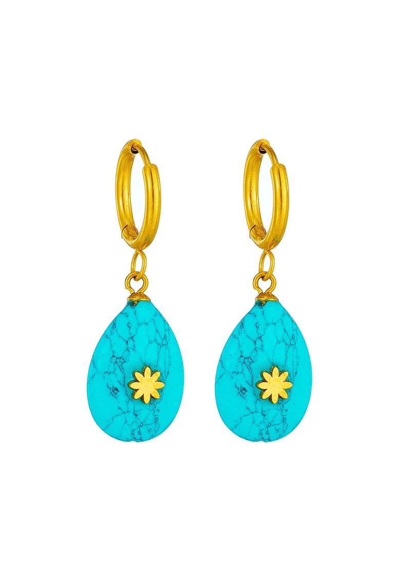 Cercei aurii - cu pietre turquoise - Athena C13 -