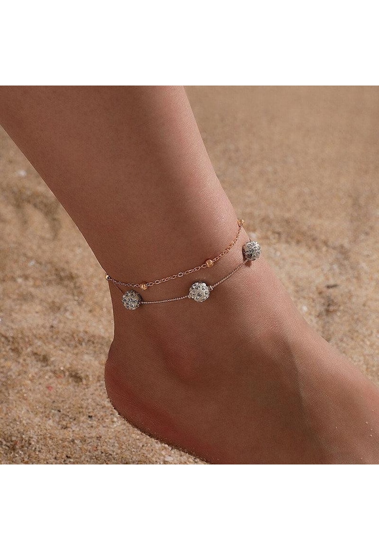 Bratara de picior - aurie - in 2 straturi - cu pietre - Geneva C33 -