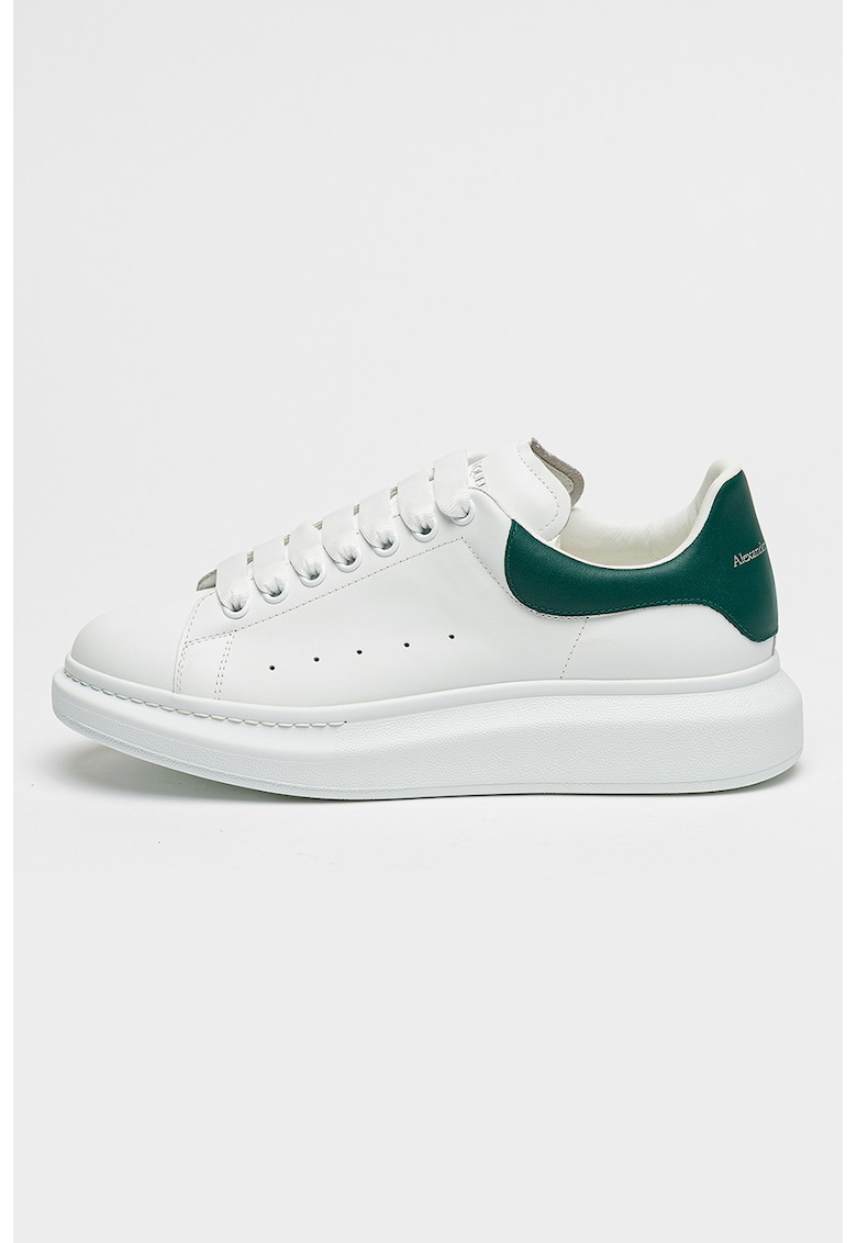 Pantofi sport de piele cu logo - Alb/Verde englez