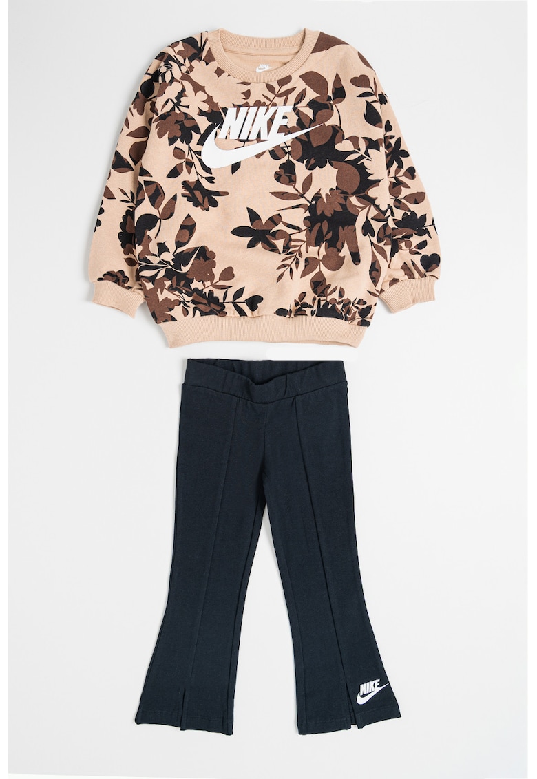 Set de bluza de trening din amestec de bumbac cu imprimeu si colanti - 2 piese