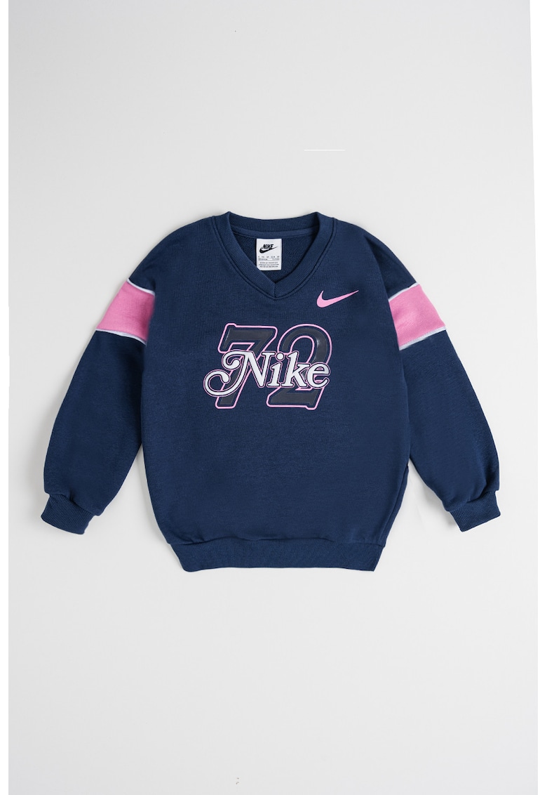 Bluza de trening cu imprimeu logo si decolteu in V Bluza de trening cu imprimeu logo si decolteu in V