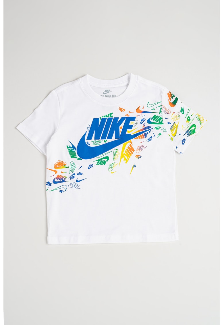 Tricou cu model logo - Alb/Verde/Albastru