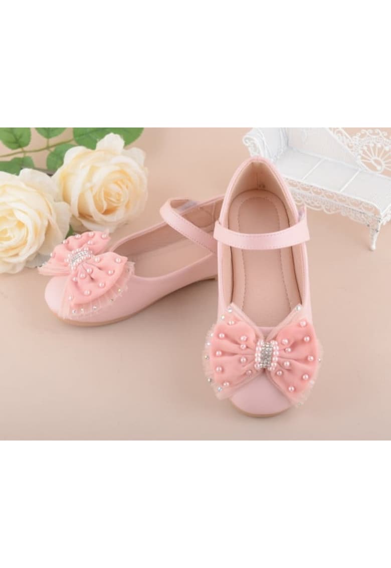 Pantofi Model AL 15411 cu fundita - Piele ecologica - Cu bareta velcro - Roz -