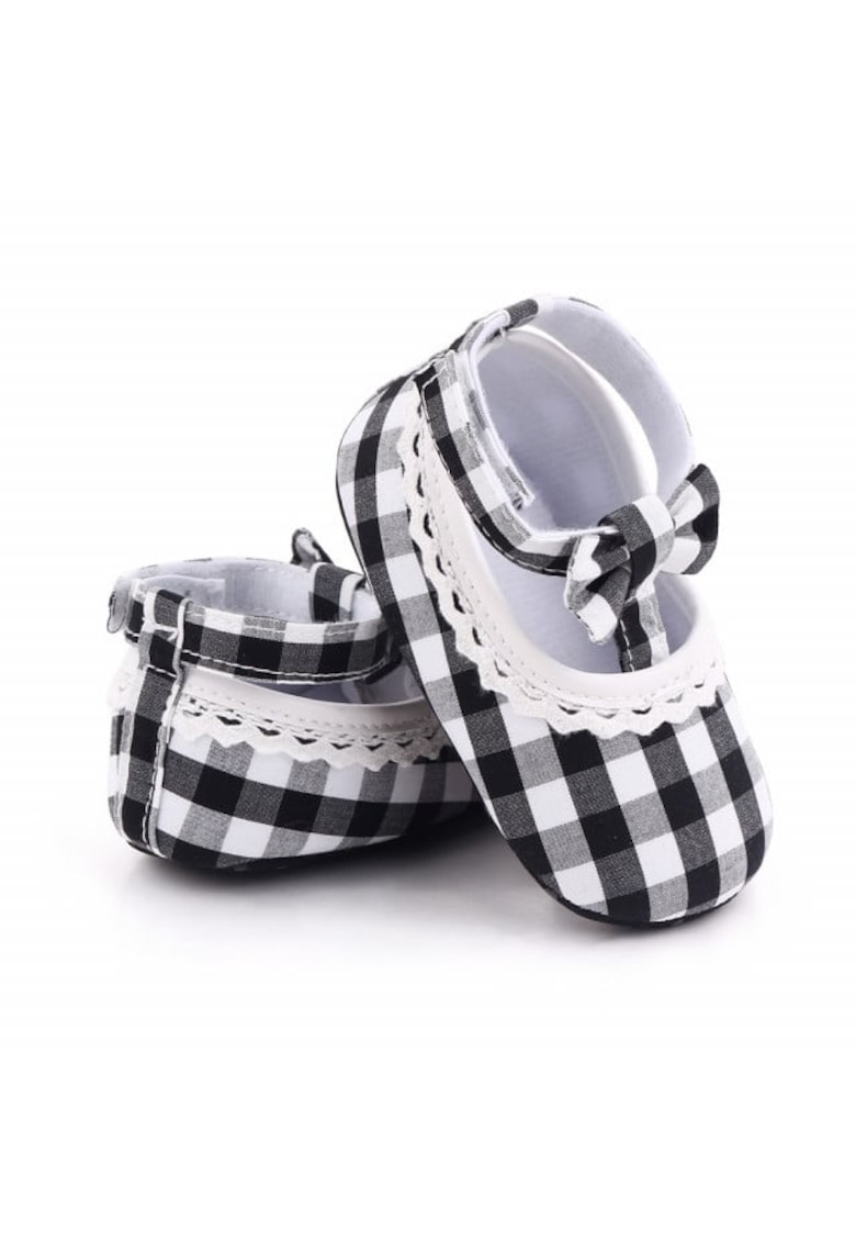 Pantofi Model AL 15220 in carouri - Textil - Alb cu negru - Multicolor