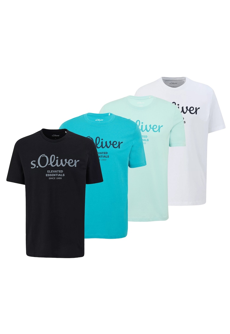 s.Oliver Set de tricouri regular fit cu imprimeu logo - 4 piese - Multicolor