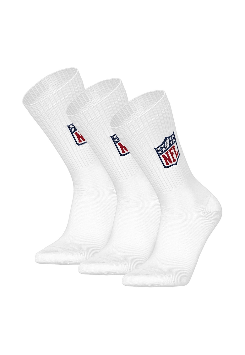 Nfl Set de sosete lungi unisex cu logo -3 perechi - Alb