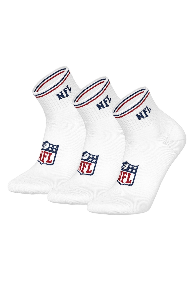 Nfl Set de sosete scurte unisex - 3 perechi - Alb