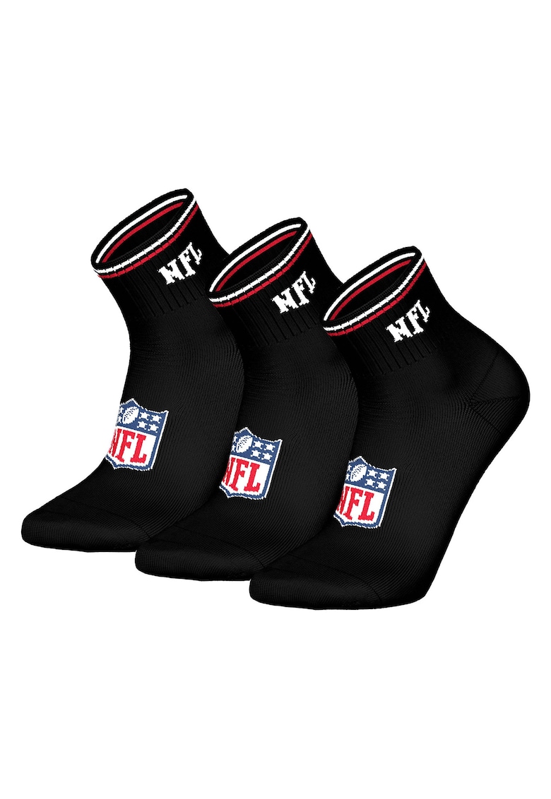 Nfl Set de sosete scurte unisex - 3 perechi - Negru