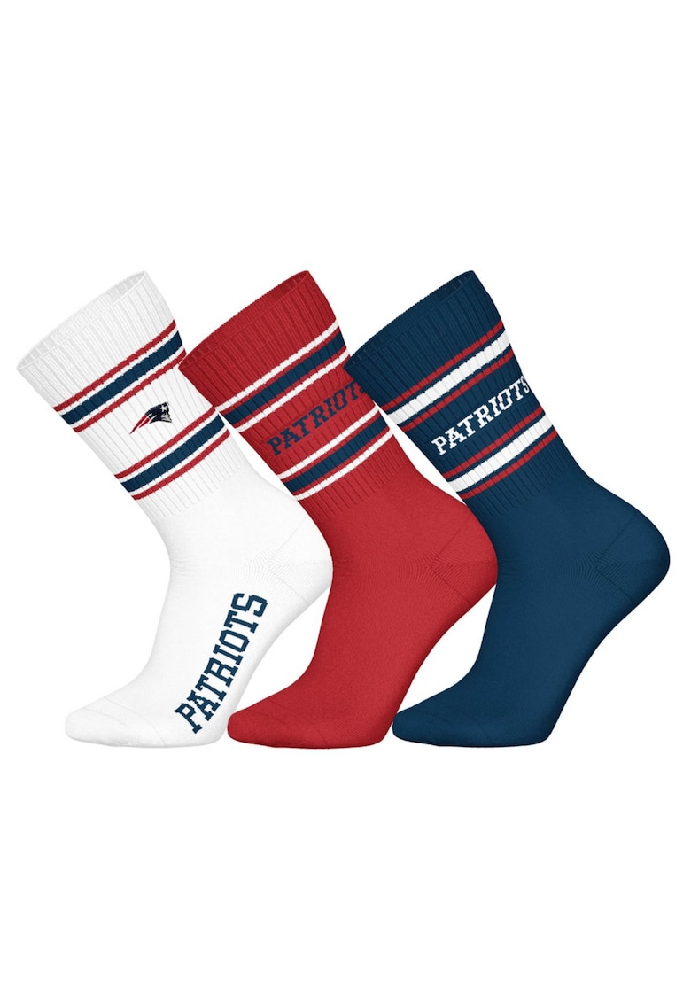 Nfl Set de 3 perechi de sosete lungi cu model unisex NFL - Rosu/Alb/Albastru inchis